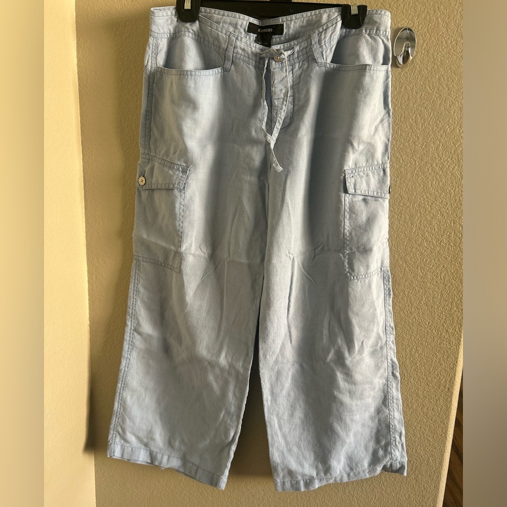 Express 100% linen Cargo Pants size 7/8